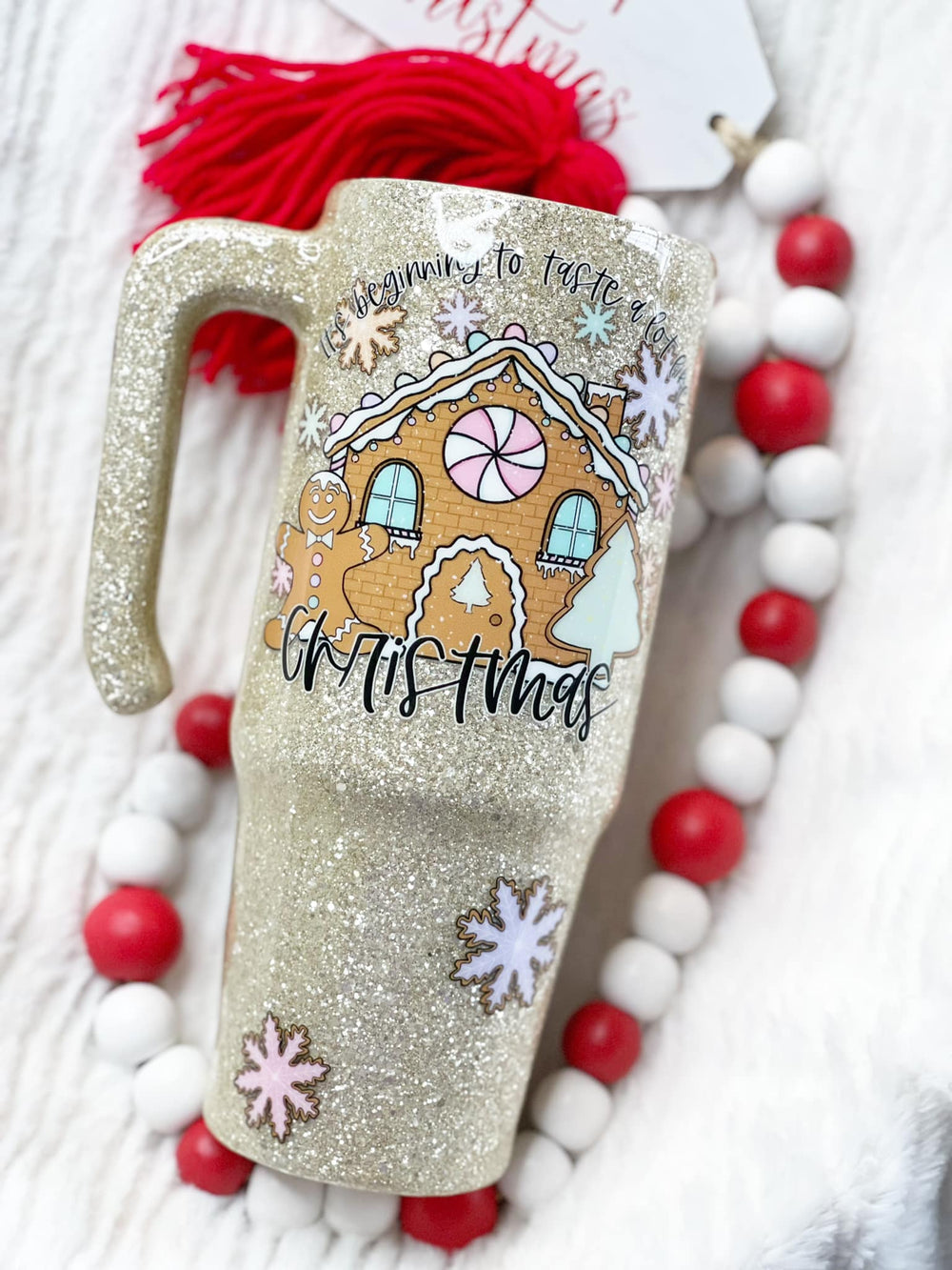 Gingerbread House Christmas Handle Tumbler