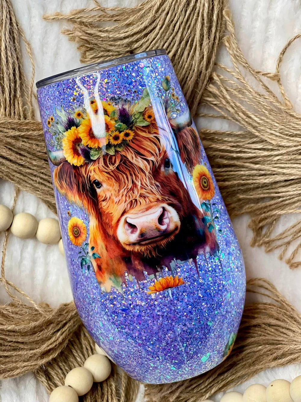 Cow And Sunflowers Wine Tumbler