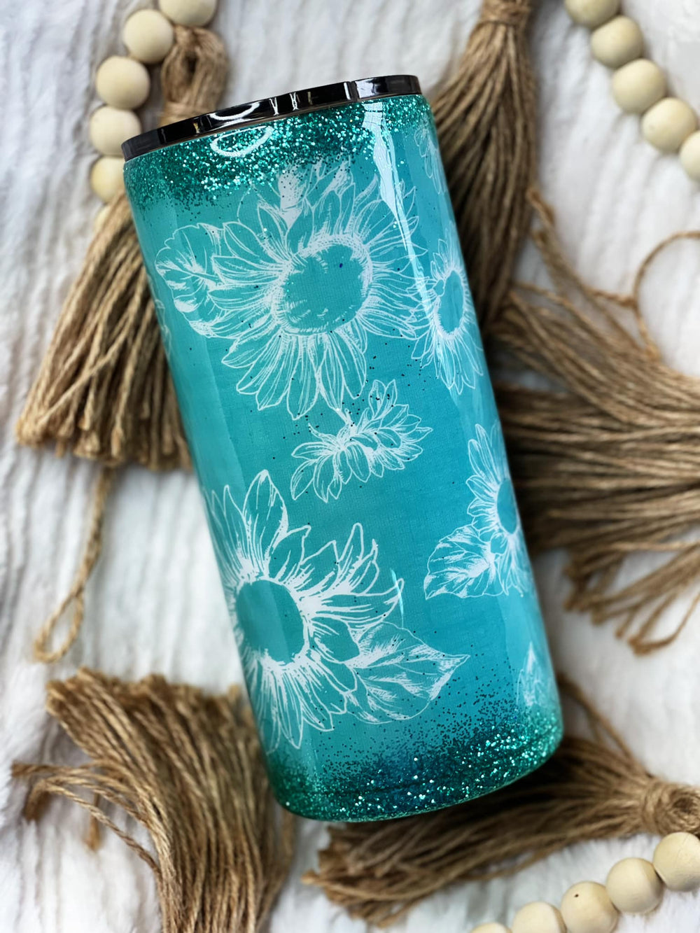 Teal Floral Tumbler