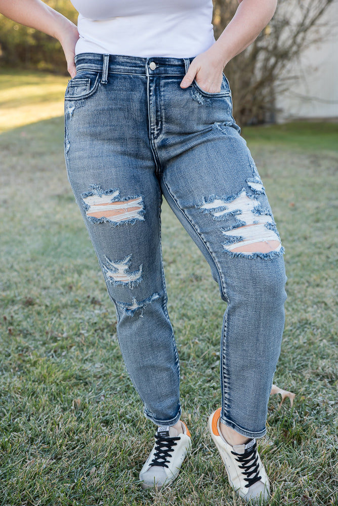 Rise to the Challenge Judy Blue Boyfriend Jeans