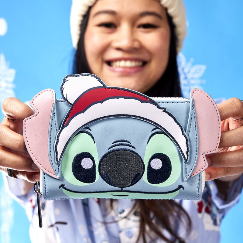 Stitch Holiday Glitter Zip Around Wallet