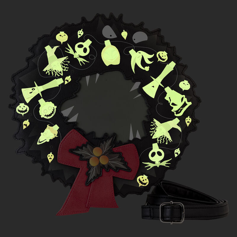 Nightmare Before Christmas Wreath String Lights Glow Crossbody Bag