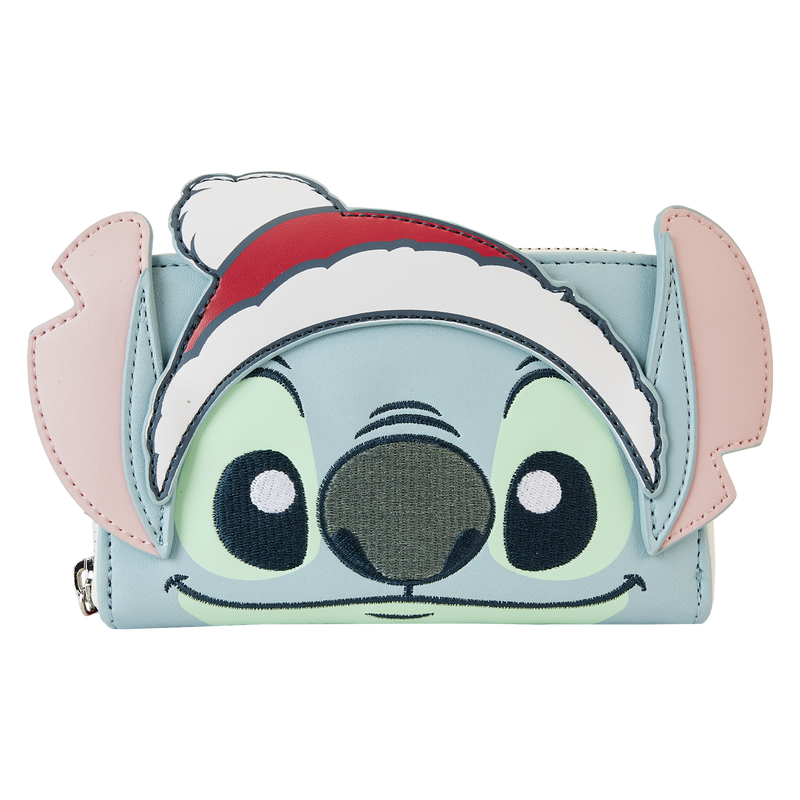 Stitch Holiday Glitter Zip Around Wallet