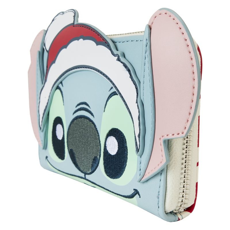 Stitch Holiday Glitter Zip Around Wallet